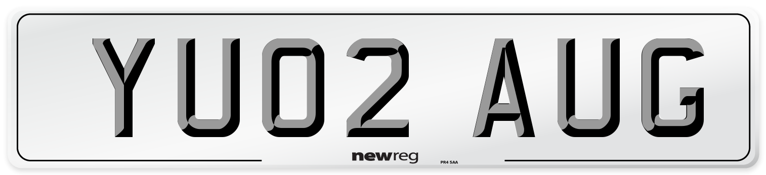 YU02 AUG Number Plate from New Reg